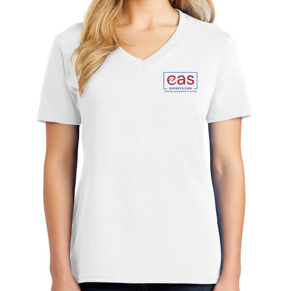 EAS Experts front crest full back print - Ladies Core Cotton V-Neck Tee Thumbnail
