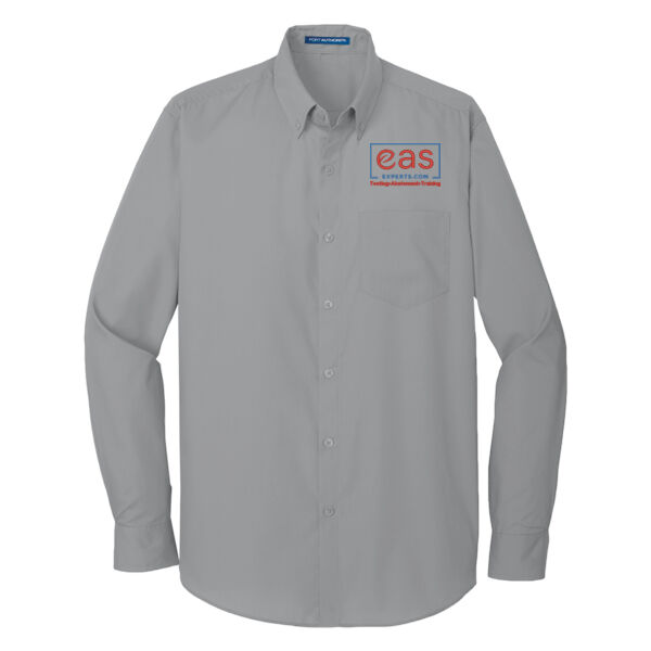 EASE Embroidered Crest - Long Sleeve Carefree Poplin Shirt Thumbnail