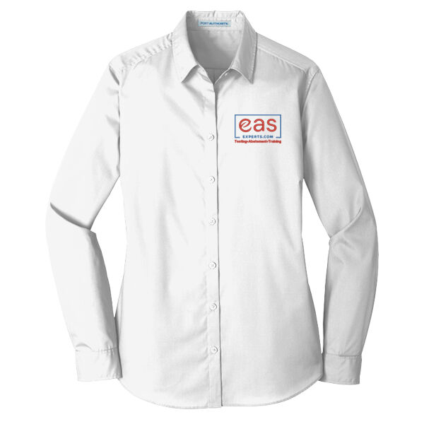 EASE Embroidered Crest - Ladies Long Sleeve Carefree Poplin Shirt Thumbnail