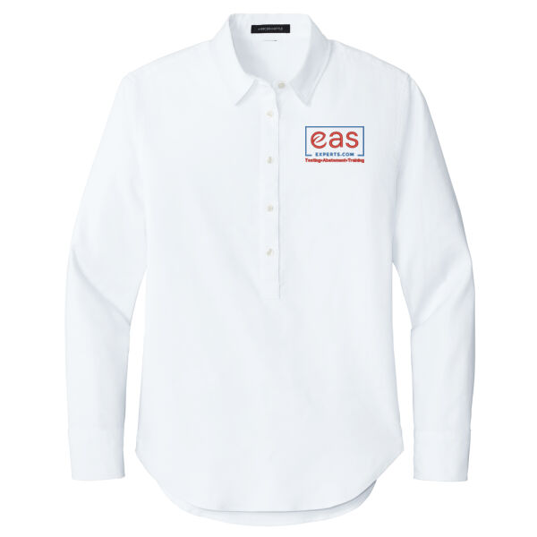 EASE Embroidered Crest - Women's Long Sleeve Modern Oxford Shirt Thumbnail