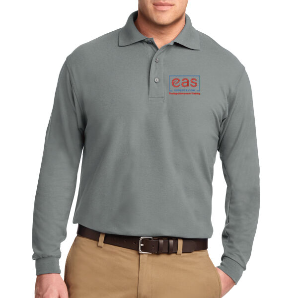 EASE Embroidered Crest - Silk Touch™ Long Sleeve Polo Thumbnail