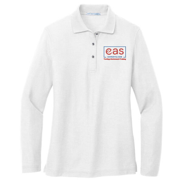 EASE Embroidered Crest - Ladies Silk Touch™ Long Sleeve Polo Thumbnail