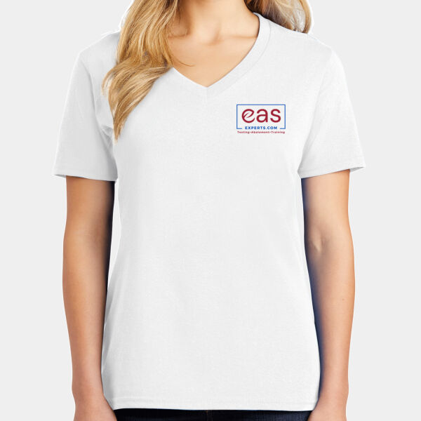 EAS Experts front crest full back print - Ladies Core Cotton V-Neck Tee Thumbnail