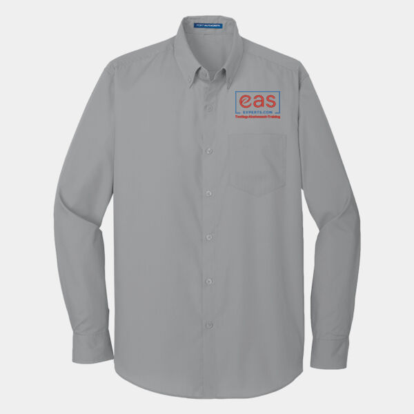 EASE Embroidered Crest - Long Sleeve Carefree Poplin Shirt Thumbnail