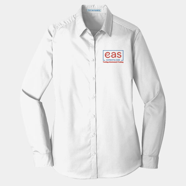 EASE Embroidered Crest - Ladies Long Sleeve Carefree Poplin Shirt Thumbnail