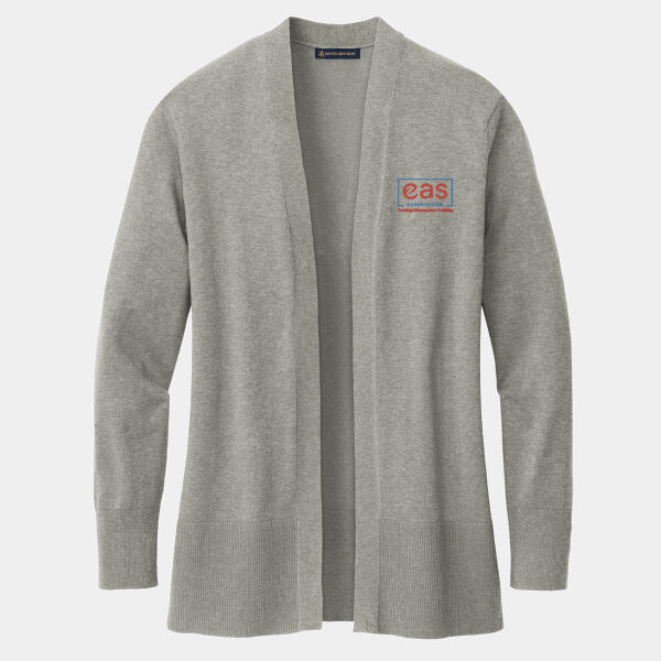 EASE Embroidered Crest - Women's Cotton Stretch Long Cardigan Sweater Thumbnail