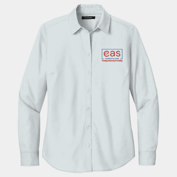 EASE Embroidered Crest - Women's Long Sleeve Nailhead Easy Care Shirt Thumbnail