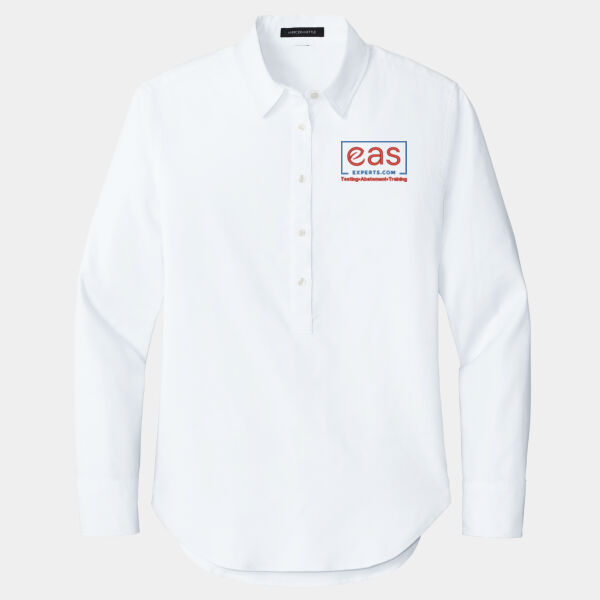 EASE Embroidered Crest - Women's Long Sleeve Modern Oxford Shirt Thumbnail