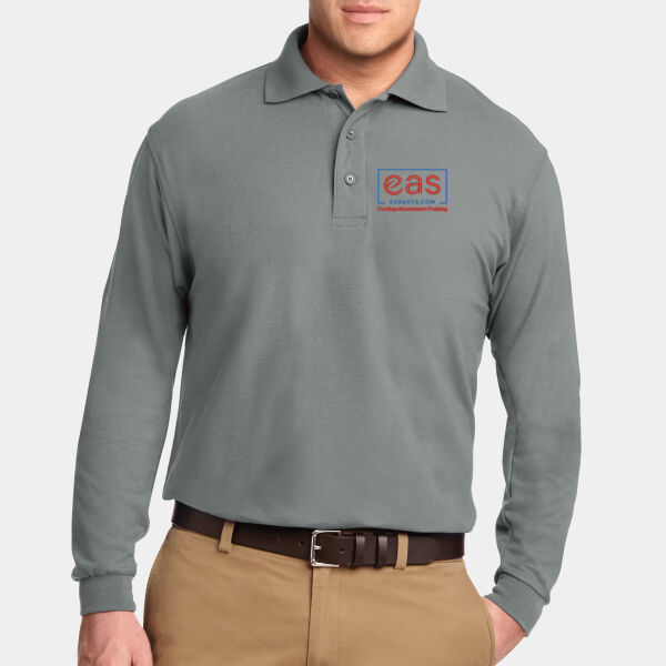 EASE Embroidered Crest - Silk Touch™ Long Sleeve Polo Thumbnail